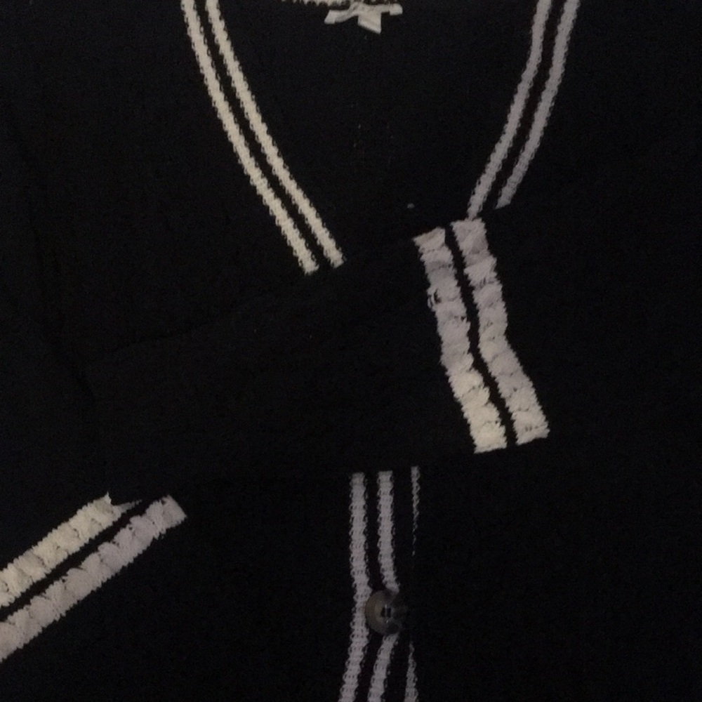 Derek Heart Black with White Stripes Cardigan/Sweater